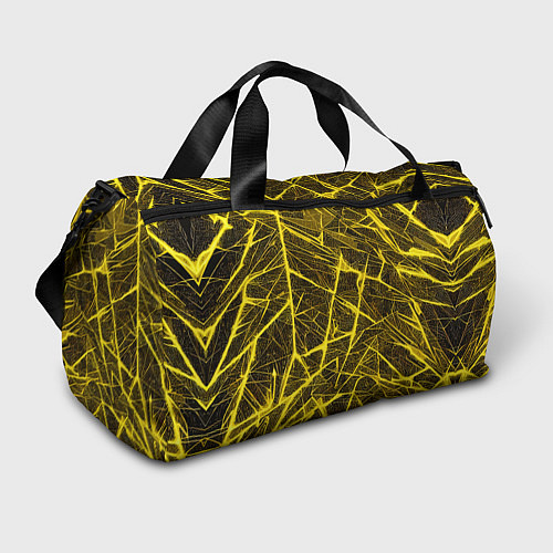 Спортивная сумка Жёлтая паутина на чёрном фоне / 3D-принт – фото 1