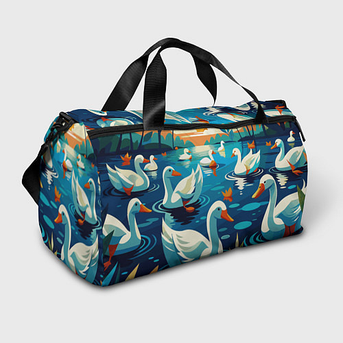 Спортивная сумка Гуси лебеди вода / 3D-принт – фото 1