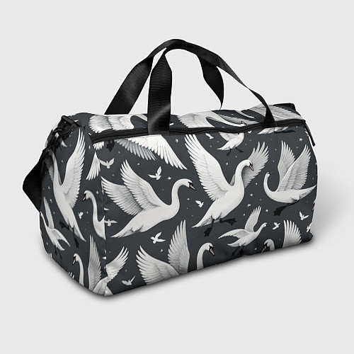Спортивная сумка Стая белых лебедей летящих в небе / 3D-принт – фото 1
