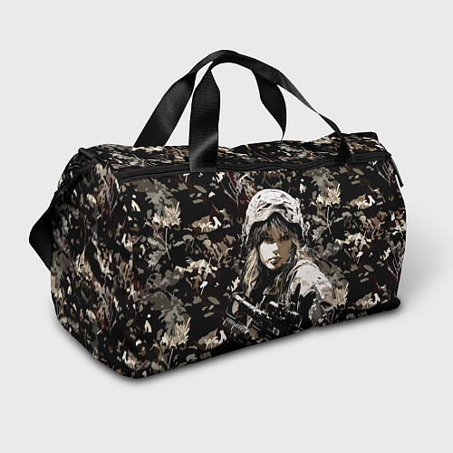 Спортивная сумка Блондинка снайпер в камуфляже / 3D-принт – фото 1