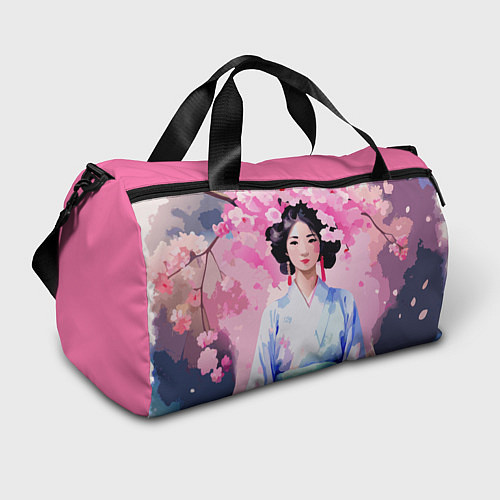 Спортивная сумка Ветки сакуры японская гейша / 3D-принт – фото 1