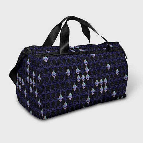 Спортивная сумка Криптовалюта Ethereum на черном / 3D-принт – фото 1