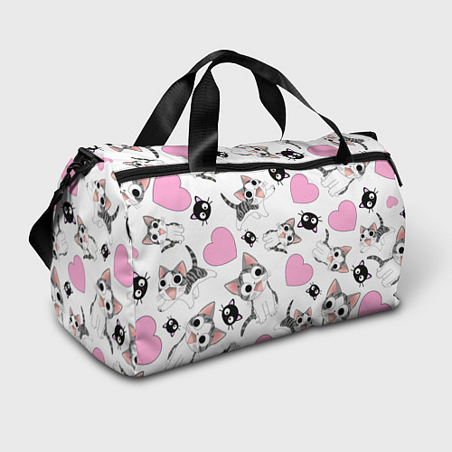 Спортивная сумка Влюблённый котик аниме и сердечки / 3D-принт – фото 1