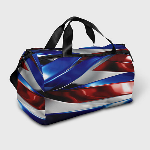 Спортивная сумка Изогнутая белая синяя красная абстракция / 3D-принт – фото 1