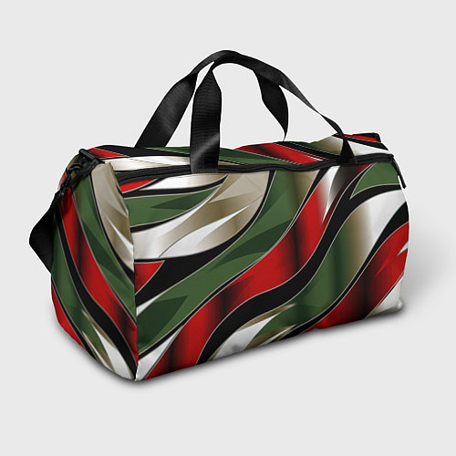 Спортивная сумка Белые зеленые и красные полосы / 3D-принт – фото 1