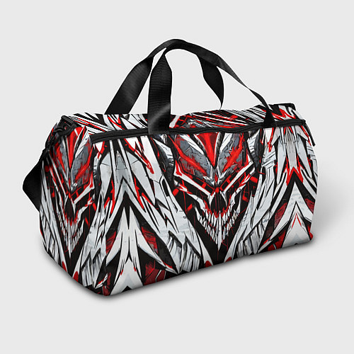 Спортивная сумка Агрессивный череп белый и красный / 3D-принт – фото 1