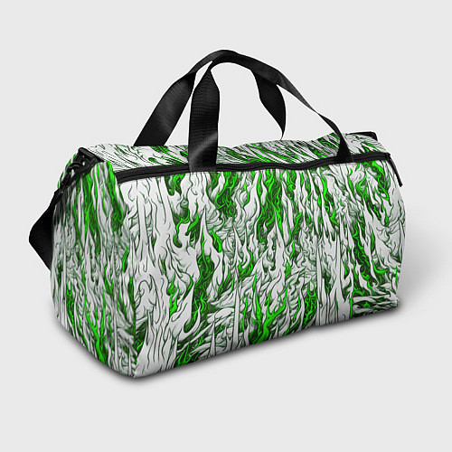 Спортивная сумка Белый и зелёный узор / 3D-принт – фото 1