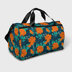 Спортивная сумка Паттерн с оранжевыми цветами