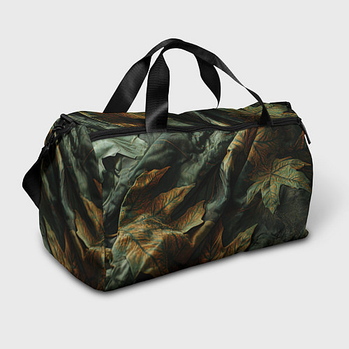 Спортивная сумка Реалистичный охотничий камуфляж из ткани и листьев / 3D-принт – фото 1