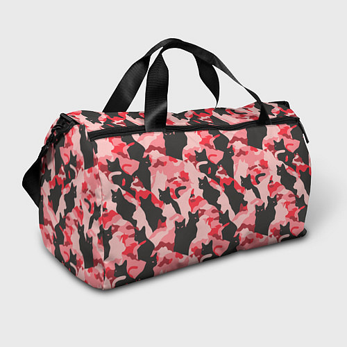 Спортивная сумка Розовый камуфляж из котов / 3D-принт – фото 1