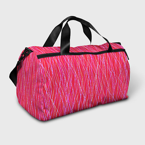 Спортивная сумка Яркий красно-розовый полосы / 3D-принт – фото 1