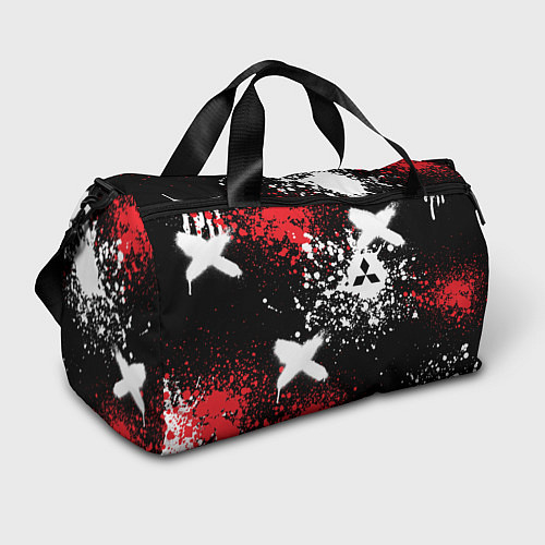 Спортивная сумка Митсубиси на фоне граффити и брызг красок / 3D-принт – фото 1