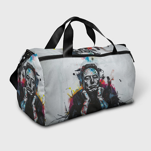 Спортивная сумка Илон Маск граффити портрет на серой стене / 3D-принт – фото 1
