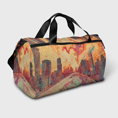Спортивная сумка Абстрактный город растворяющийся в красках / 3D-принт – фото 1
