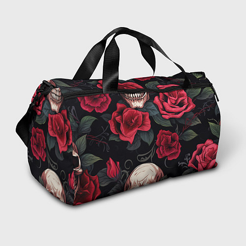 Спортивная сумка Черепа с красными розами / 3D-принт – фото 1