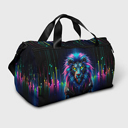 Спортивная сумка Неоновый лев в стиле киберпанк
