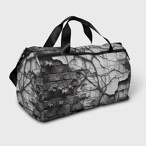 Спортивная сумка Кирпичная стена с облупившейся штукатуркой и плющо / 3D-принт – фото 1