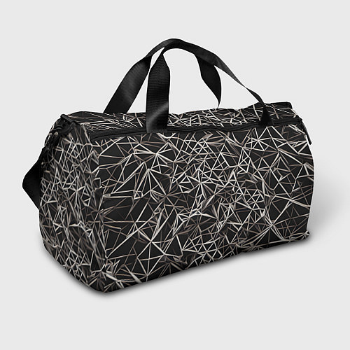 Спортивная сумка Белые линии на чёрном фоне / 3D-принт – фото 1