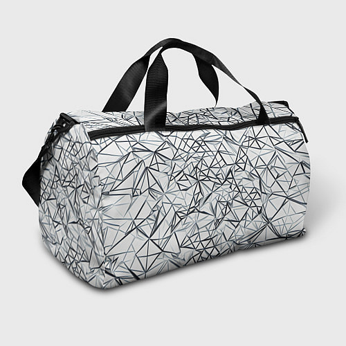 Спортивная сумка Чёрные хаотичные линии на белом фоне / 3D-принт – фото 1