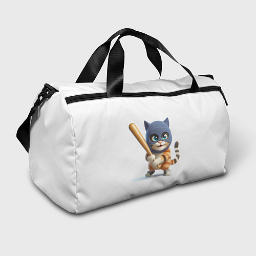 Спортивная сумка Прикольный котёнок с бейсбольной битой и в балакла / 3D-принт – фото 1