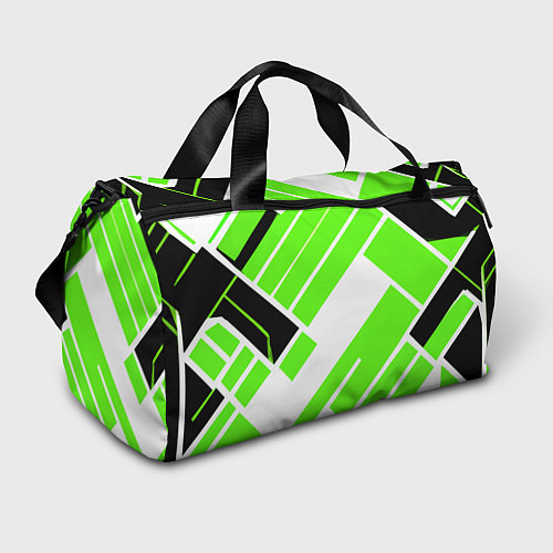 Спортивная сумка Зелёные широкие линии на белом фоне / 3D-принт – фото 1