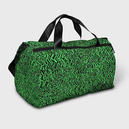 Спортивная сумка Чёрно-зелёный абстрактный узор / 3D-принт – фото 1
