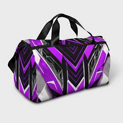 Спортивная сумка Фиолетово-серые полосы на чёрном фоне
