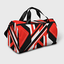 Спортивная сумка Чёрно-красные полосы на белом фоне