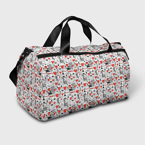 Спортивная сумка Котики держат сердечки / 3D-принт – фото 1