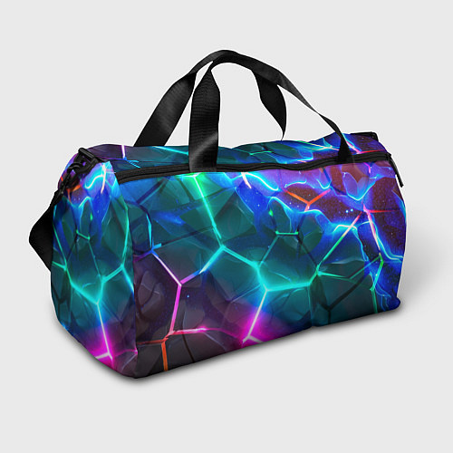 Спортивная сумка Яркие неоновые радужные разбитые плиты / 3D-принт – фото 1