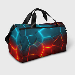 Сумки спортивные Голубые и красные неоновые плиты в разломе, цвет: 3D-принт