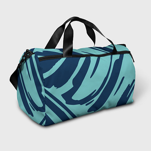 Спортивная сумка Тёмно-синий и бирюзовый абстракция / 3D-принт – фото 1