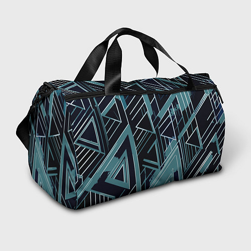 Спортивная сумка Чёрно-бирюзовый абстракция геометричный / 3D-принт – фото 1