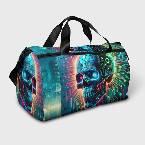 Спортивная сумка Cool cyber skull - neon glow / 3D-принт – фото 1