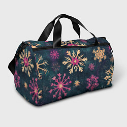 Сумки спортивные Новогодние разноцветные снежинки, цвет: 3D-принт