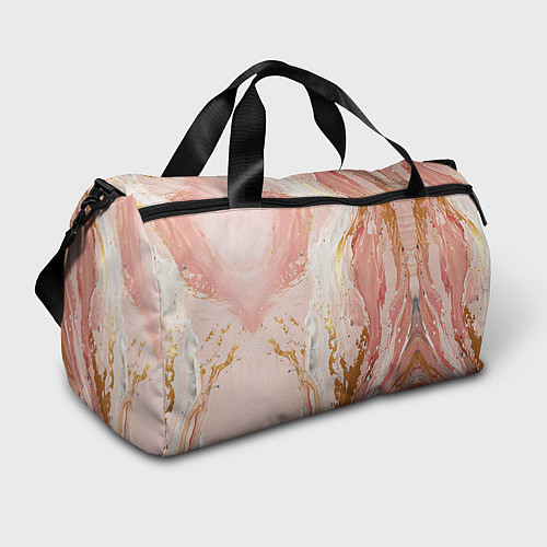 Спортивная сумка Брызги розовых и золотых красок в хаотичных узорах / 3D-принт – фото 1