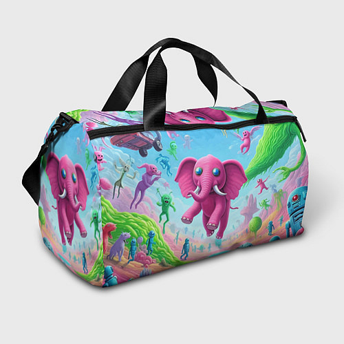 Спортивная сумка Парящий в воздухе розовый слон - сюрреализм / 3D-принт – фото 1