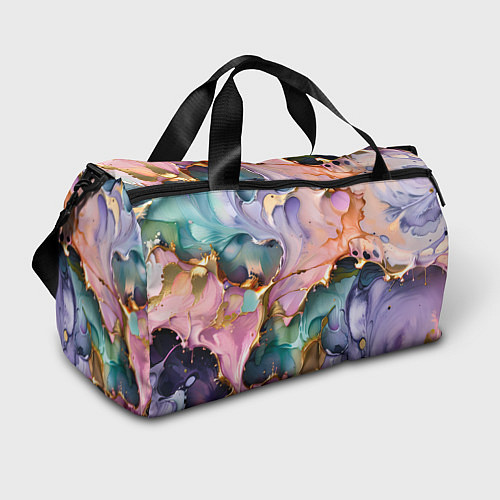 Спортивная сумка Сиренево-золотые всплески краски / 3D-принт – фото 1