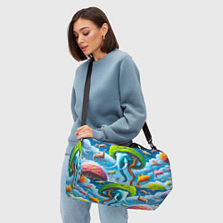 Сумки спортивные Сюрреализм со слоном и рыбами - нейроарт фантазия, цвет: 3D-принт — фото 2