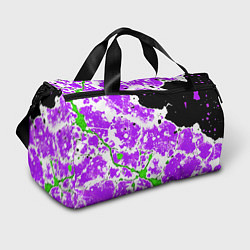 Спортивная сумка Зелёно-фиолетовая абстракция на чёрном фоне