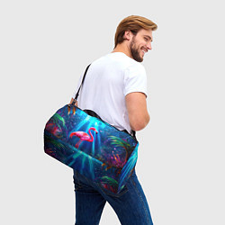 Сумки спортивные Розовый фламинго в джунглях, цвет: 3D-принт — фото 2