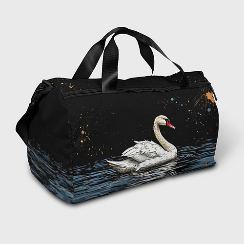 Спортивная сумка Белый лебедь ночью / 3D-принт – фото 1