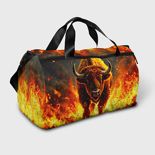 Спортивная сумка Буйвол в огне / 3D-принт – фото 1