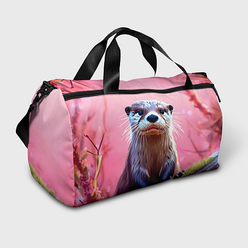 Спортивная сумка Выдра в розовом цвете / 3D-принт – фото 1