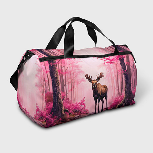 Спортивная сумка Лось в розовом лесу / 3D-принт – фото 1