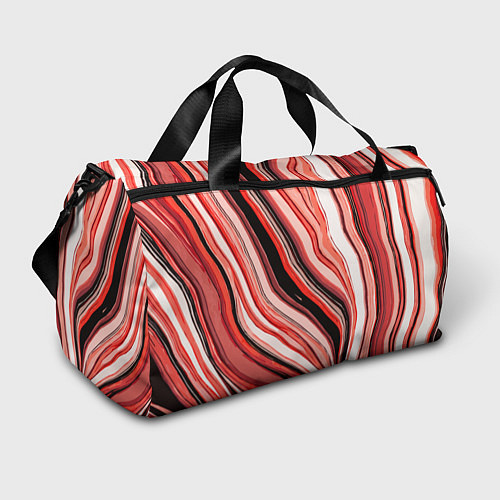 Спортивная сумка Волнистые вертикальные чёрно-красные полосы / 3D-принт – фото 1
