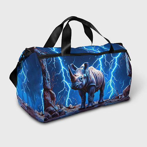 Спортивная сумка Носорог в разрядах молнии / 3D-принт – фото 1