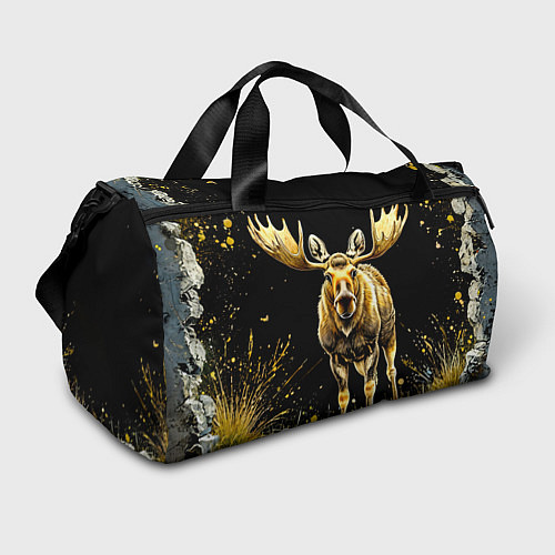 Спортивная сумка Лось на черном / 3D-принт – фото 1
