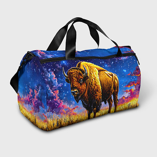 Спортивная сумка Бизон и звездная ночь / 3D-принт – фото 1