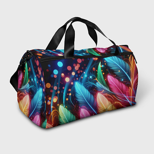 Спортивная сумка Яркие красочные неоновые перья / 3D-принт – фото 1